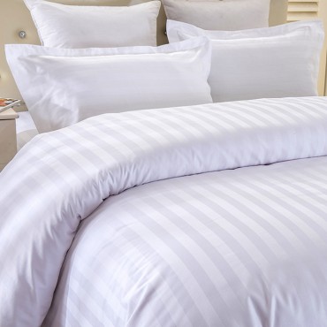 A striped white bedding set