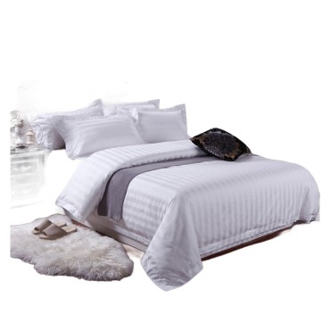 A striped white bedding set