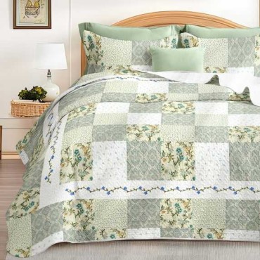 A pure cotton embroidered quilted patchwork bedding set