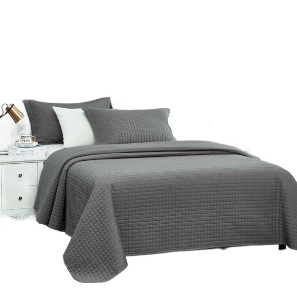 A grey quilted, skin-friendly bedding set