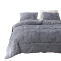 A grey plush warm bedding set