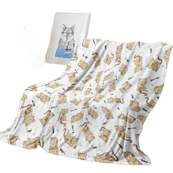 A single-sided printed fleece bed throw