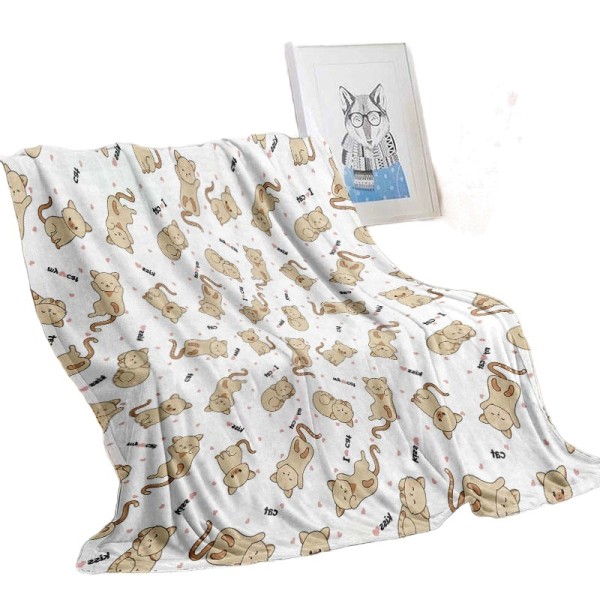 A single-sided printed fleece bed throw