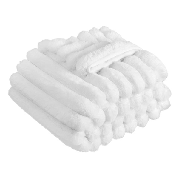 A soft, warm, and skin-friendly knitted faux-fur bedspread